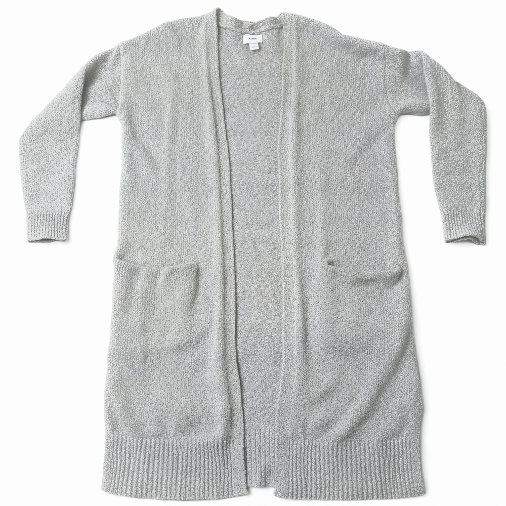 Cozy Neutral Knit Cardigan Sweater Med. Soft Textured Spring Fall Layering